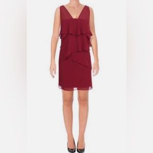 BCBGeneration Red Chiffon Tiered Cocktail Dress